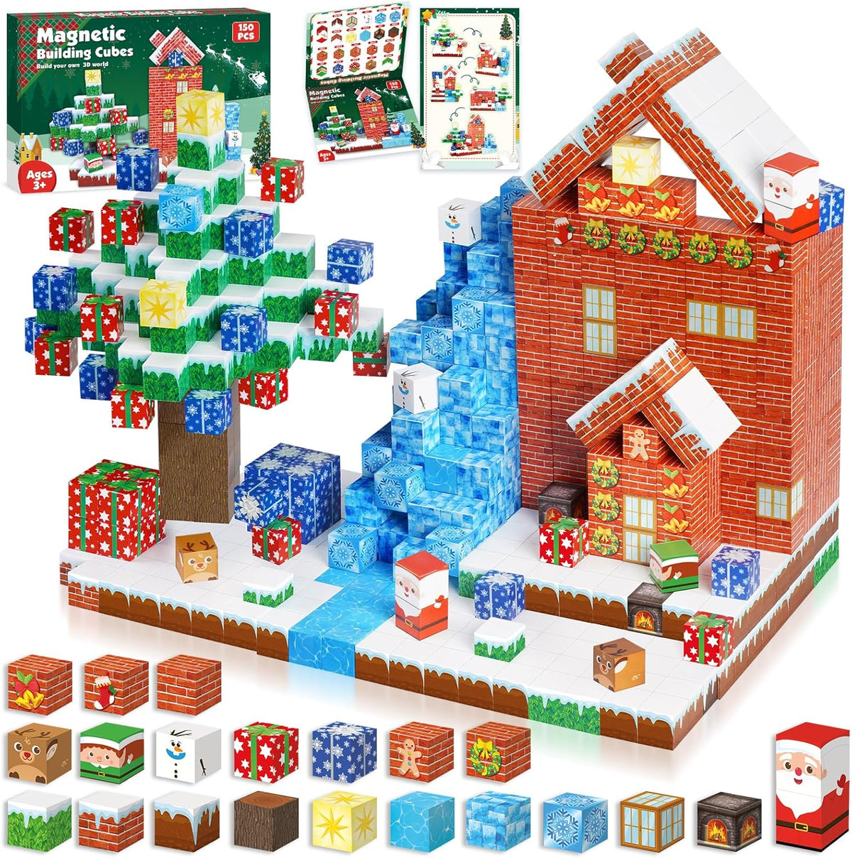 150pc Mega Christmas Magnetic Build Blocks Set